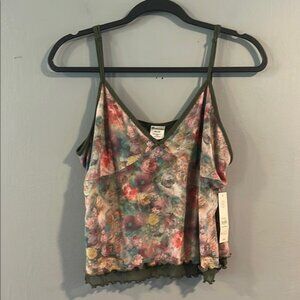 NWT No Boundaries Pink and Brown‎ Sleeveless Crop Camisole XXL